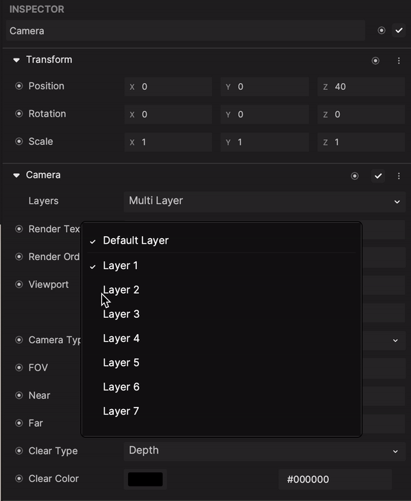 set a layer for a camera