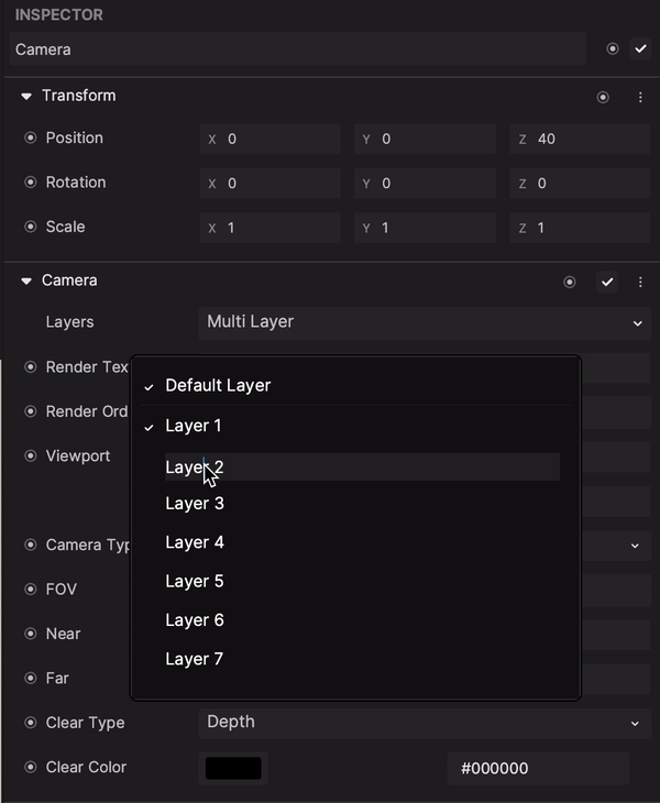 rename a layer for a camera