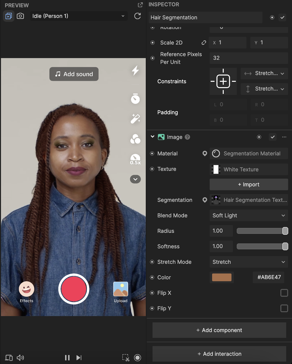 hair segmentation color for makeup effect
