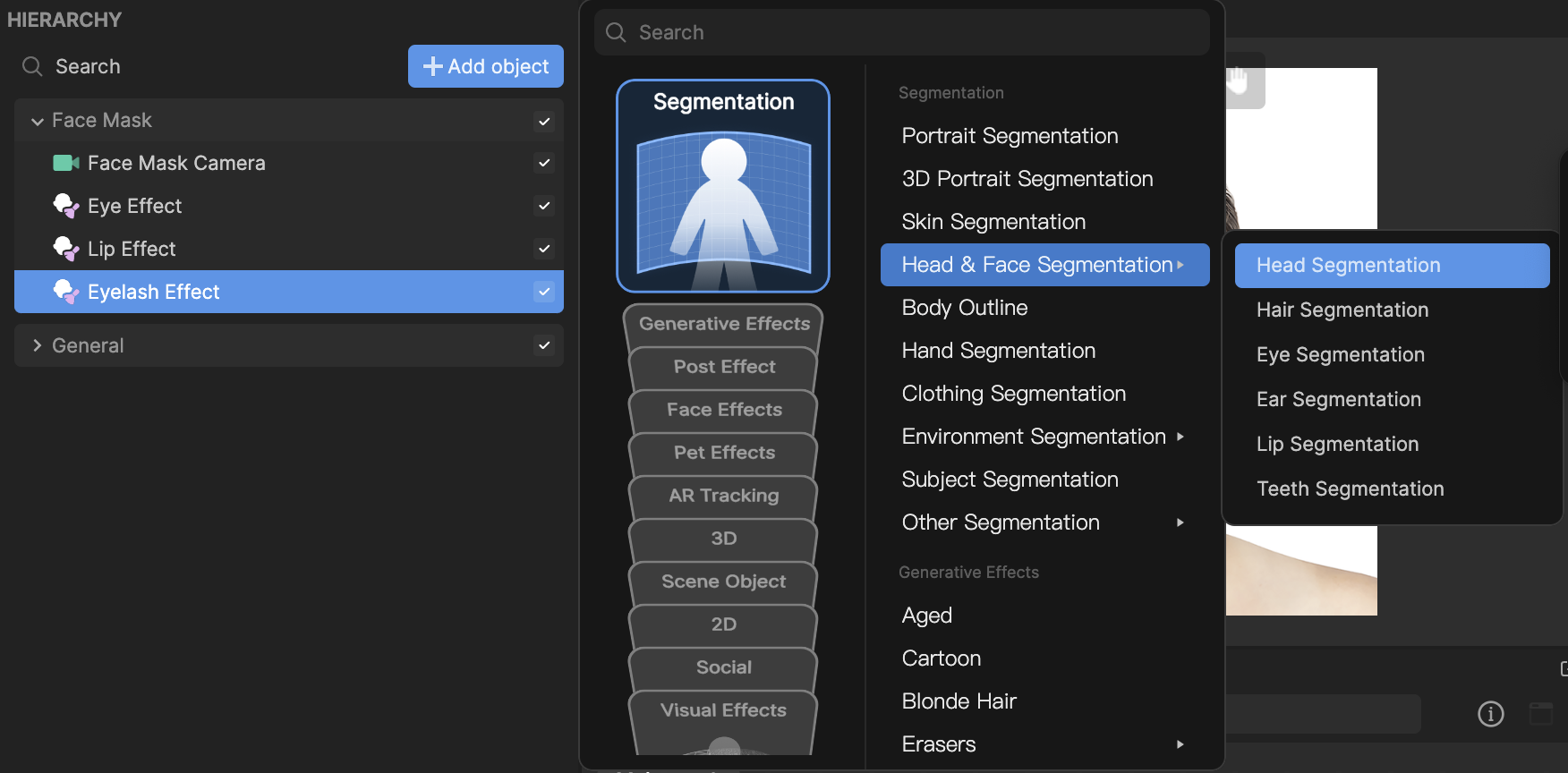 hair segmentation for makeupe effect
