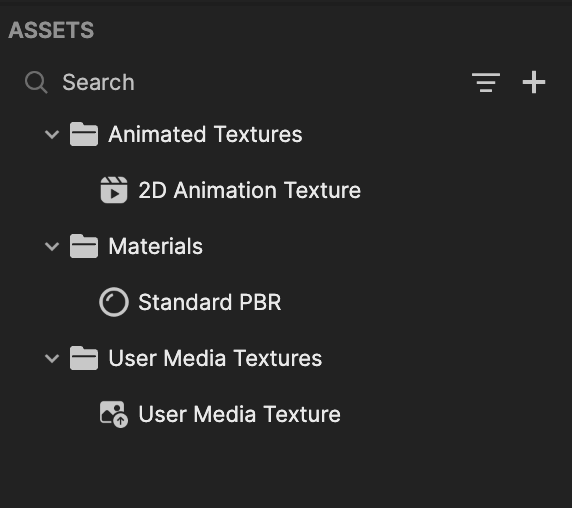 assets panel in effect house workspace interface