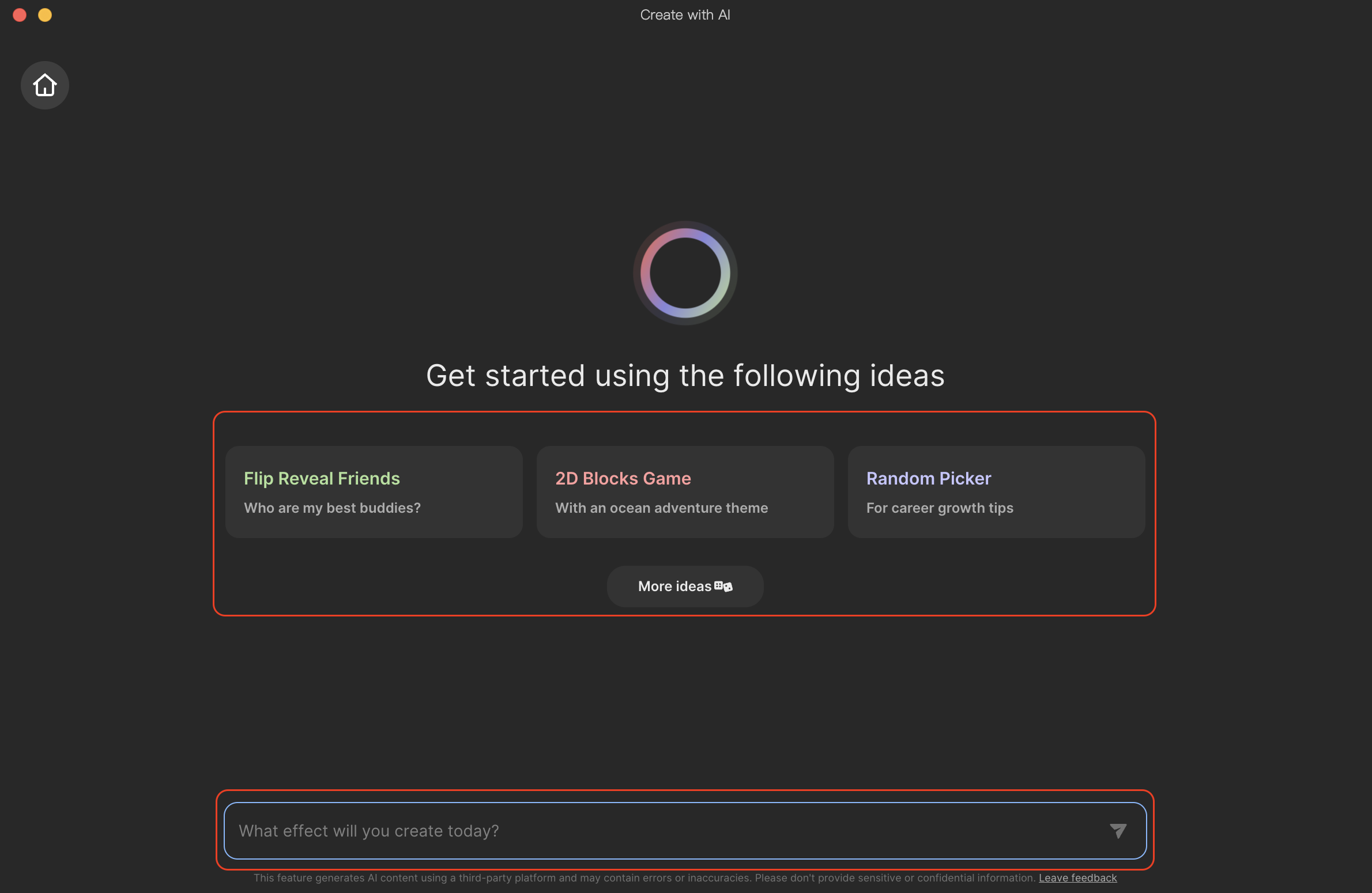 type a prompt for ai effect creation