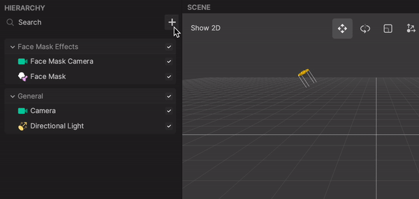 add face mask in hierarchy panel