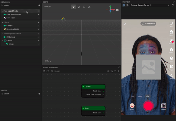 move face mask in hierarchy panel