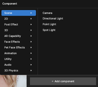 component menu in effect house