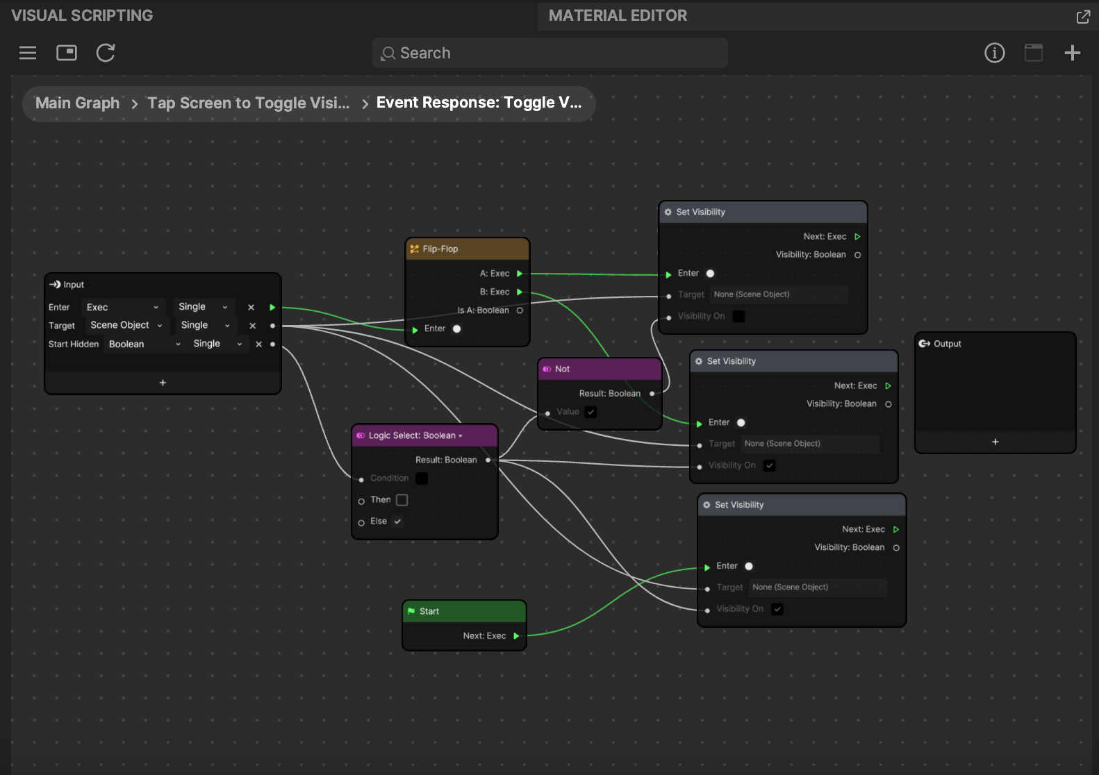 visual scripting editor in effect house