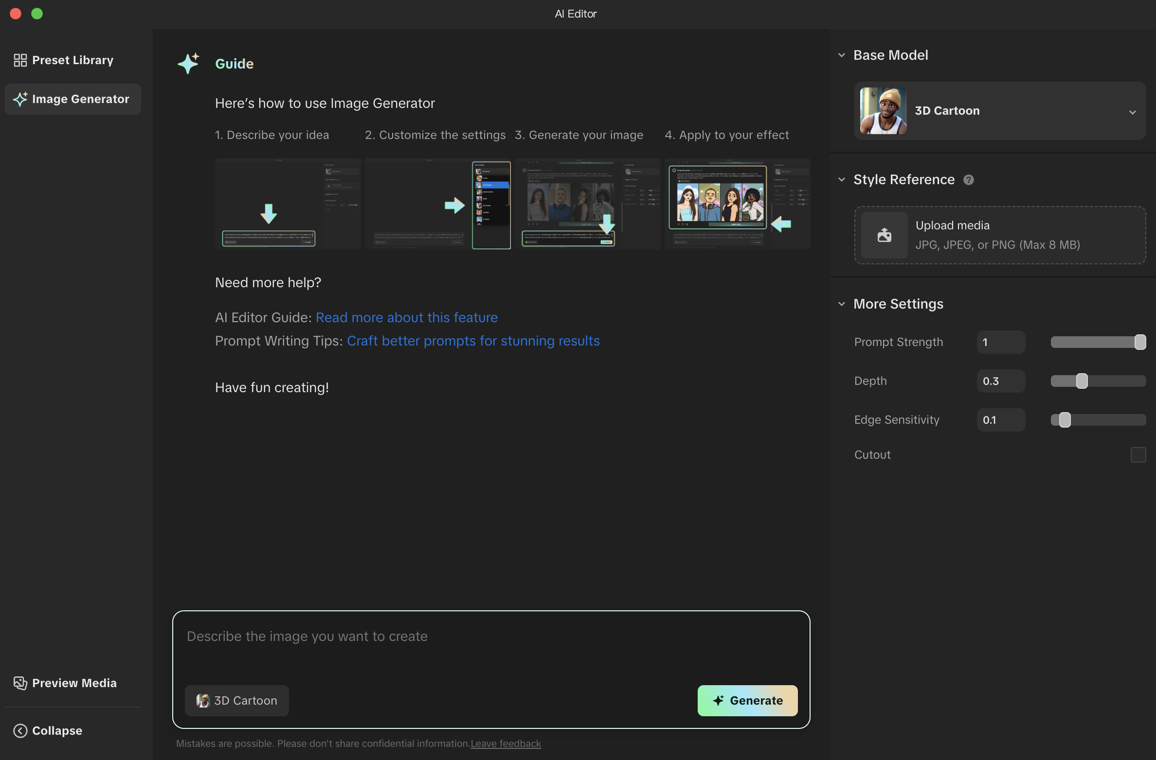 ai editor window