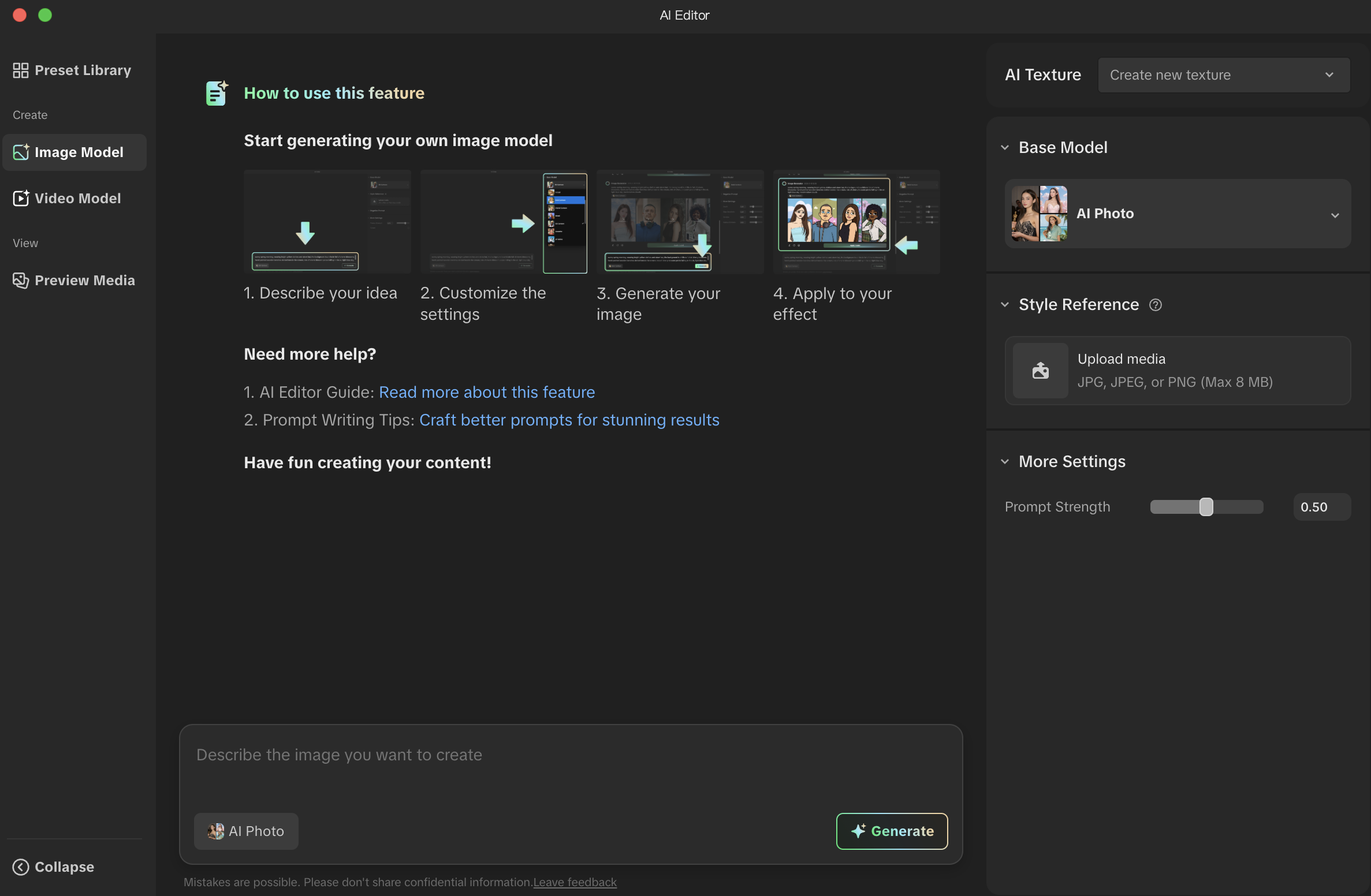 ai editor window