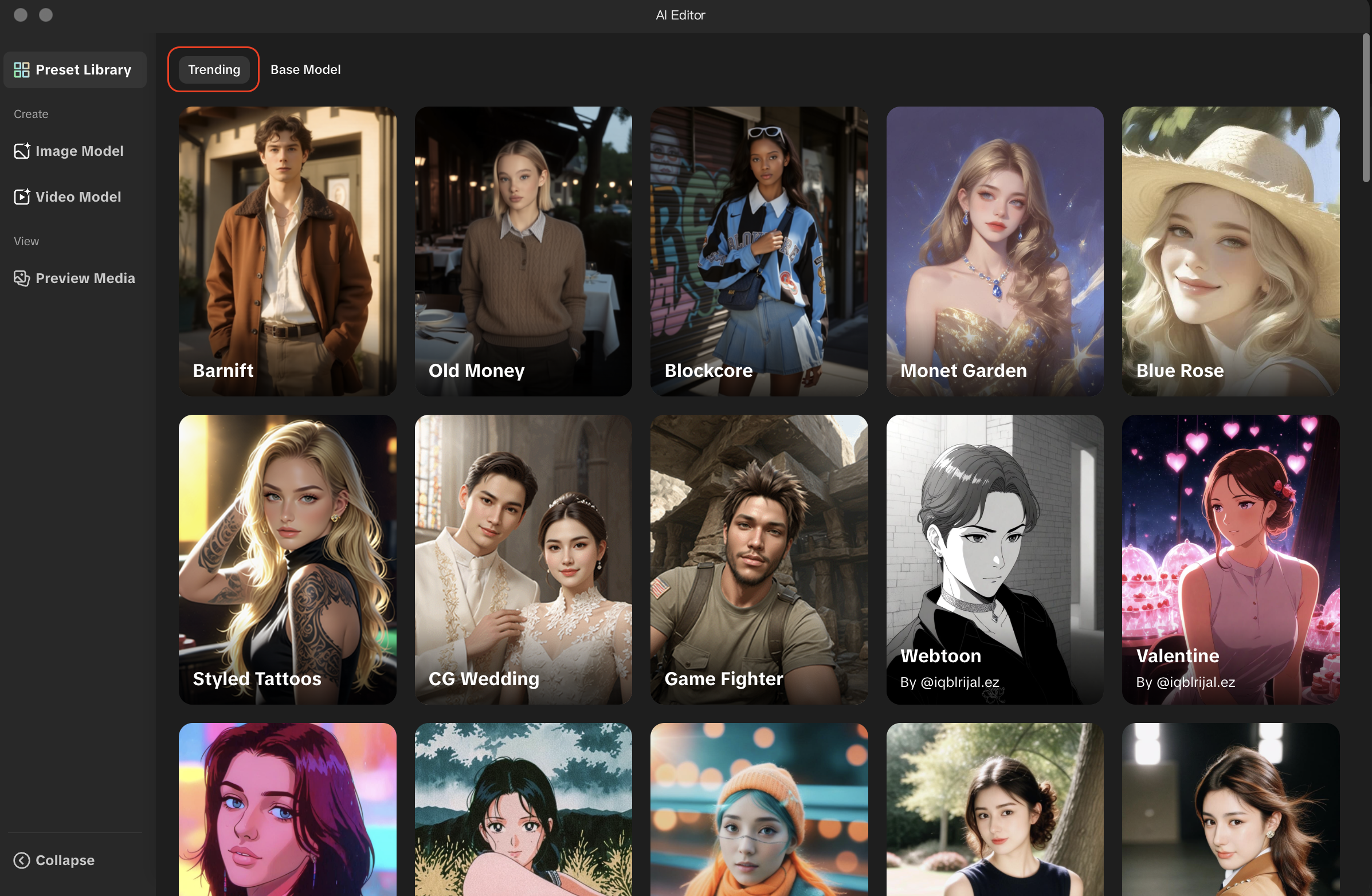 preset library