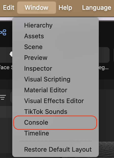open console panel
