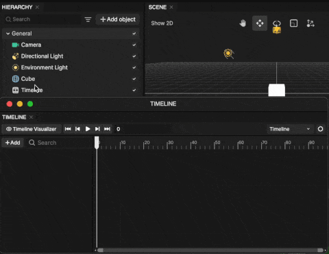 drag cube into timeline