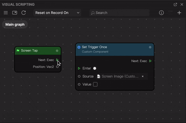 connect screen tap to set trigger once