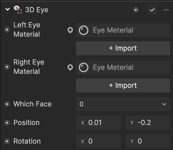 3d eye component properties