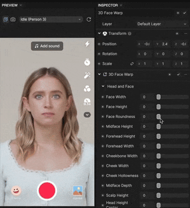 configure 3d face component