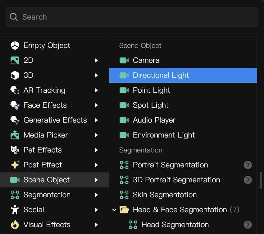 add directional light from hierarchy panel