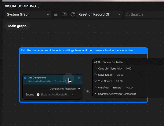 visual scripting animation controller