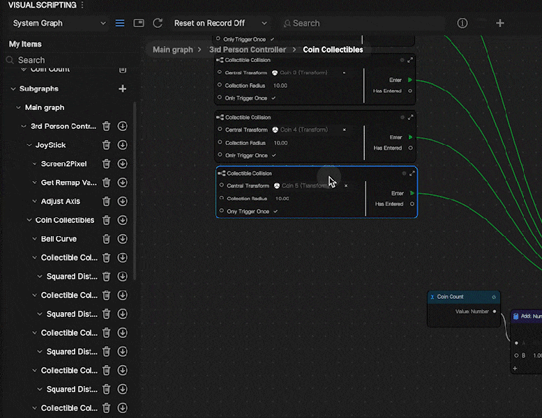 visual scripting connect nodes