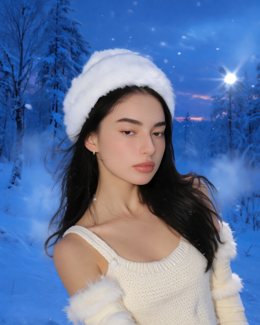 Generated effect: woman in snow