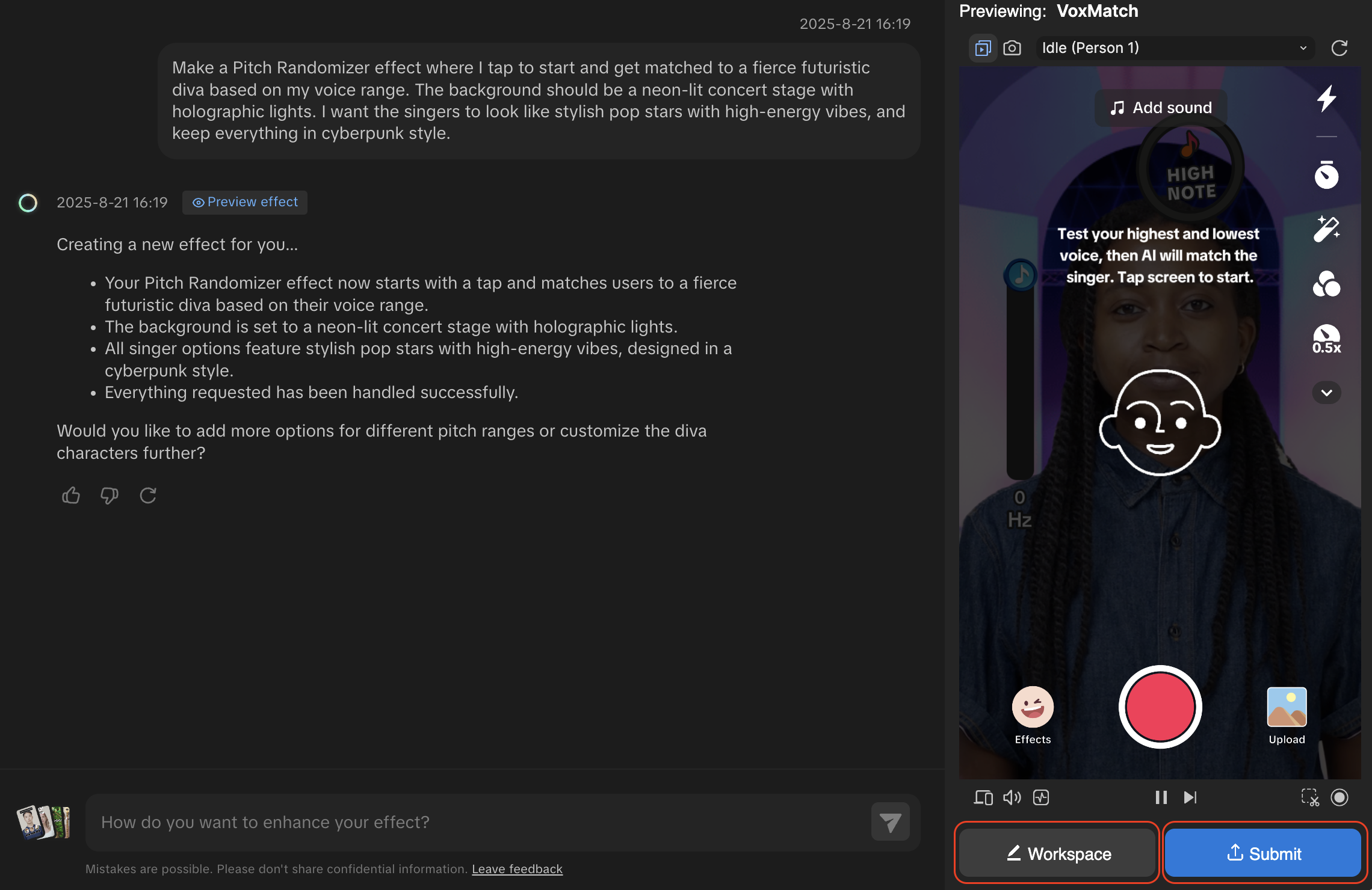 edit or submit effect