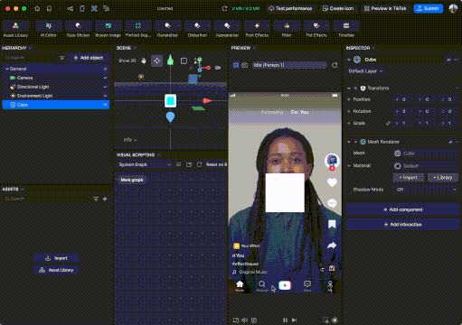 example use case of real time effects