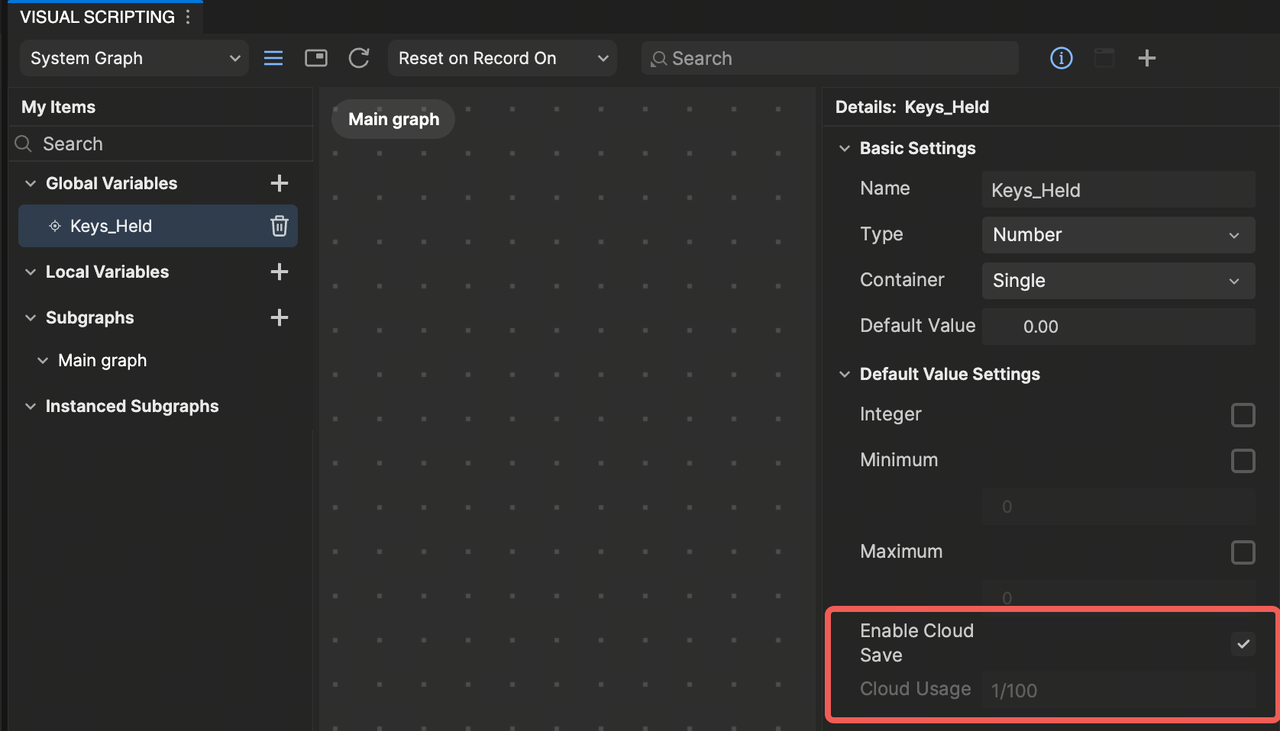 Setup in Visual Scripting
