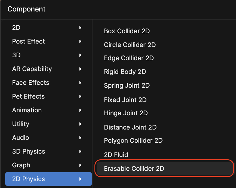add erasable collider 2d