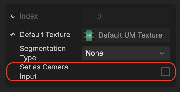 set as camera input in inspector panel