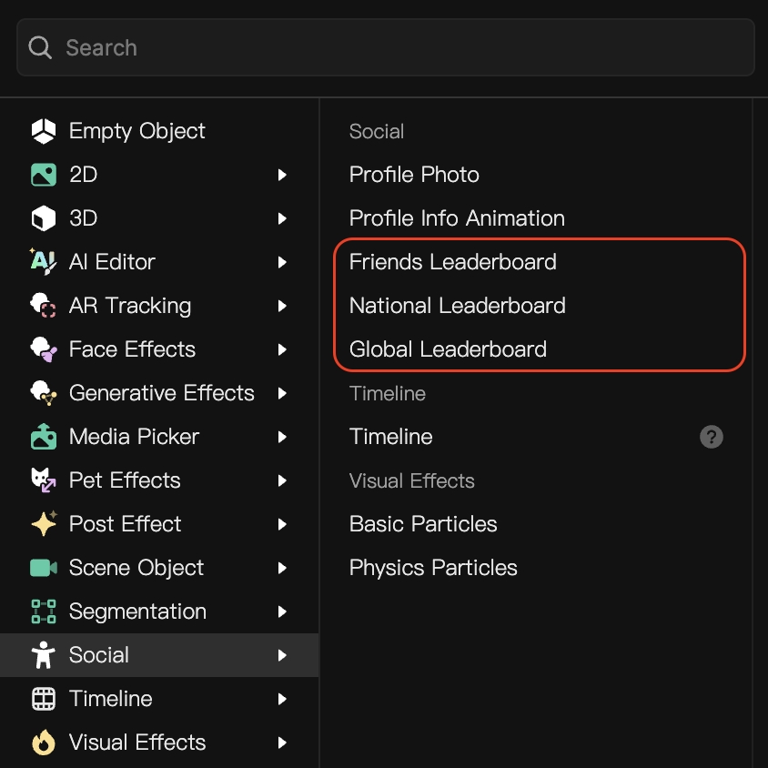 add a leaderboard object from the hierarchy panel